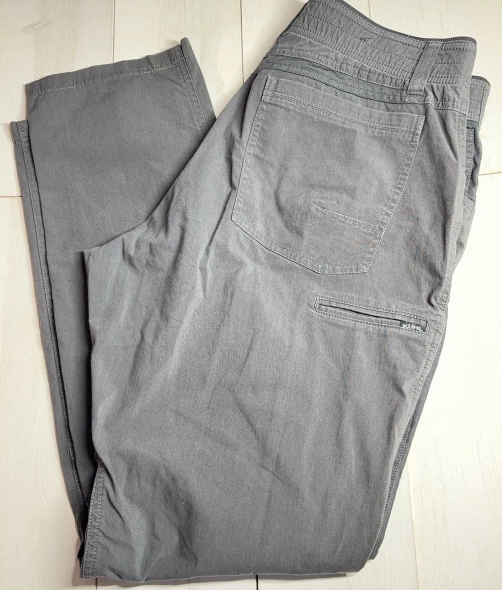 Kuhl Free Radikl Pants Mens 36x32 Gray Elastic Waist Canvas Chino Straight Leg